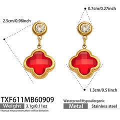 Color Glass Four-Petal Flower Jewelry