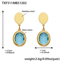 Faceted Oval Glass Stone Necklace, Bracelet & Earrings