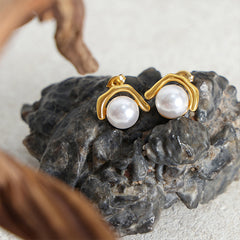 Pearl-Look Sculptural Stud Earrings