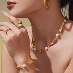 Freshwater Pearl Link Necklace & Bracelet