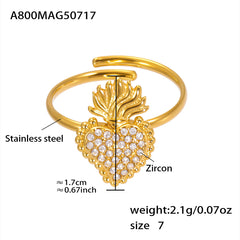 Heart or Starburst Cubic Zirconia Open Ring Designs
