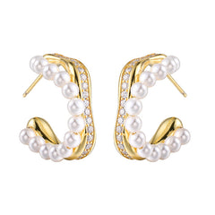 Nicolette Vintage-Inspired Pearl Pavé Stud Earrings No. 877435