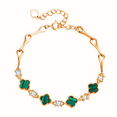 Marielle Vintage-Inspired Malachite Clover Bracelet