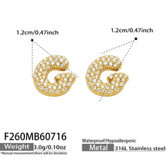 18K Gold-Plated Cubic Zirconia Initial Earrings