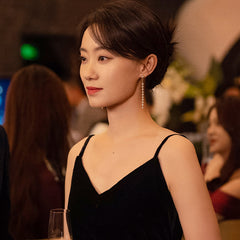 Nadine Pavé Tassel Drop Earrings