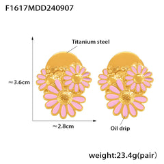 Enamel Daisy Stud Earrings