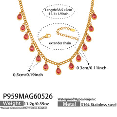 18K Gold-Plated Cubic Zirconia Drop Charm Necklace
