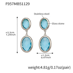 Faceted Oval Glass Drop Earrings