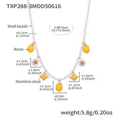 Lemon & Daisy Pearl-Look Necklace & Pendant