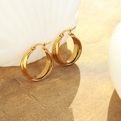 18K Gold-Plated & Silver-Tone Double-Profile Hoops