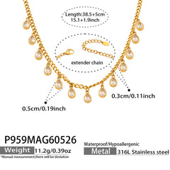 18K Gold-Plated Cubic Zirconia Drop Charm Necklace