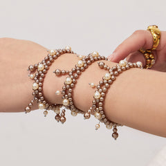 Shell Pearl-Look Beaded Charm Bracelet