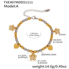 Two-Tone Clover Charm Necklace or Bracelet