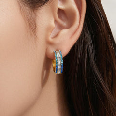 18K Gold-Plated Double-Row Cubic Zirconia Hoops