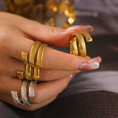 18K Gold-Plated Ribbed Open Ring
