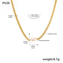 18K Gold-Plated Pearl Accent Necklace and Earrings