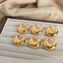 Embossed Geometric Oval Hoop Earrings