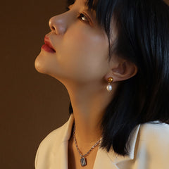 Cultured Freshwater Pearl Drop Stud Earrings