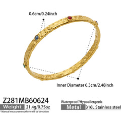 Hammered Cubic Zirconia Bangle Bracelet