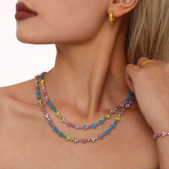 Cubic Zirconia Floral Statement Necklace