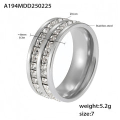 18K Gold-Plated Cubic Zirconia Row Band Rings