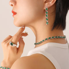 Color Cubic Zirconia Necklace Bracelet and Earrings