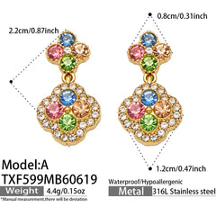 18K Gold-Plated Color Four-Petal Cubic Zirconia Jewelry