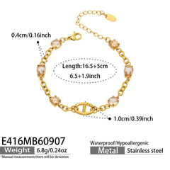 18K Gold-Plated Geometric Link & Cubic Zirconia Bracelets