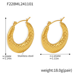 18K Gold-Plated Grid Texture Hoop Earrings