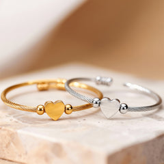 18K Gold-Plated Heart Detail Bangle Bracelet