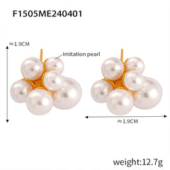 Clustered Shell Pearl-Look Stud Earrings