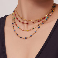 Color Enamel Station Necklace and Bracelet
