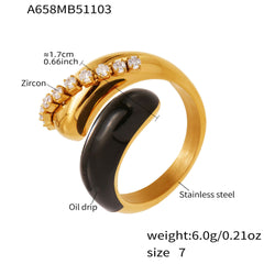 18K Gold-Plated Enamel Sculptural Ring Designs