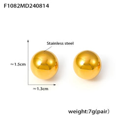 Polished Sphere Stainless Steel Stud Earrings