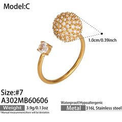 Cubic Zirconia Sphere Open Rings