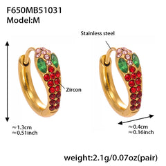 18K Gold-Plated Snake-Design Cubic Zirconia Huggie Earrings