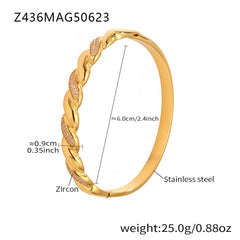 18K Gold-Plated Twisted and Sparkling Bangle Designs