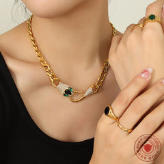 Stone-Accent Snake Head Chain Necklace