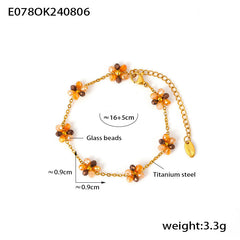 Glass Bead Flower Necklace, Bracelet & Anklet