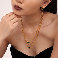 18K Gold-Plated Black Agate Jewelry