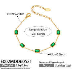 Green Cubic Zirconia Station Bracelet