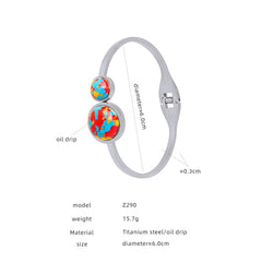 Stone and Shell-Inlay Open Cuff Bracelet