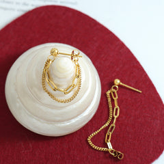 Layered Chain Drop Stud Earrings