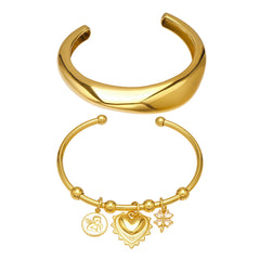 Sculptural Charm-Accent Open Cuff Bracelet