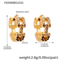 18K Gold-Plated Square Cubic Zirconia Huggie Earrings