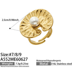 Pearl-Look Floral & Sculptural Open Rings