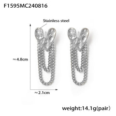 Textured Heart Chain Drop Earrings