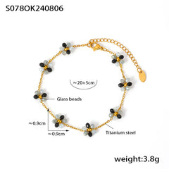 Glass Bead Flower Necklace, Bracelet & Anklet