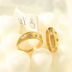 Star-Set Cubic Zirconia Band Ring