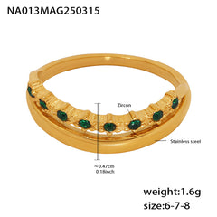 18K Gold-Plated Green Cubic Zirconia Band Ring